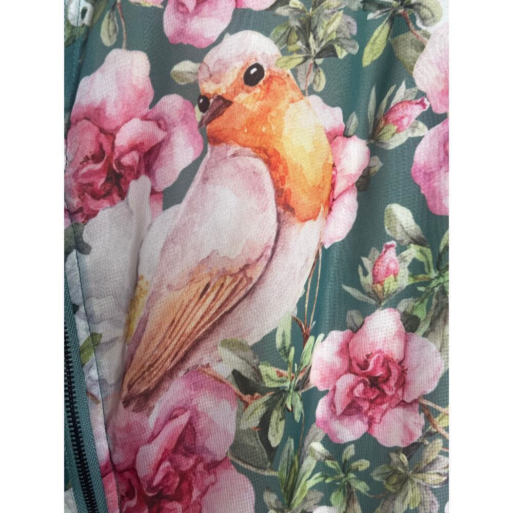 ☀️LaBellum by Hillary Scott Floral Bird Chiffon Zip Jacket Size Small NWT - Picture 3 of 7